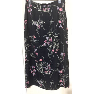 Laura Scott Black Whimsigoth Floral Midi Skirt 10P petite fairy dark romantic